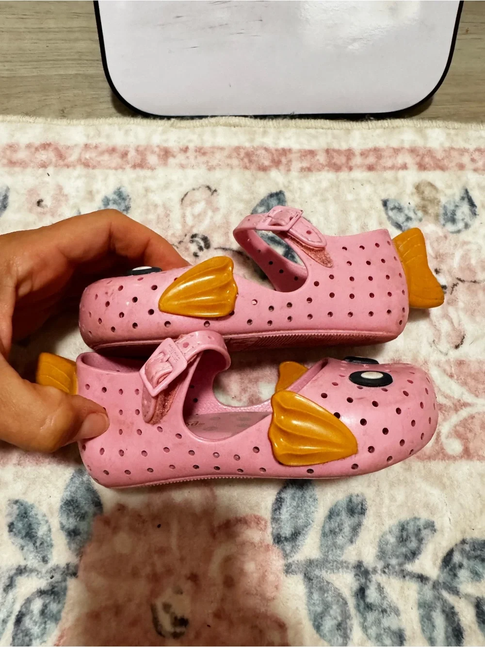 Mini Melissa Pink Jelly Mary Jane Sandals with Yellow Heel Accents